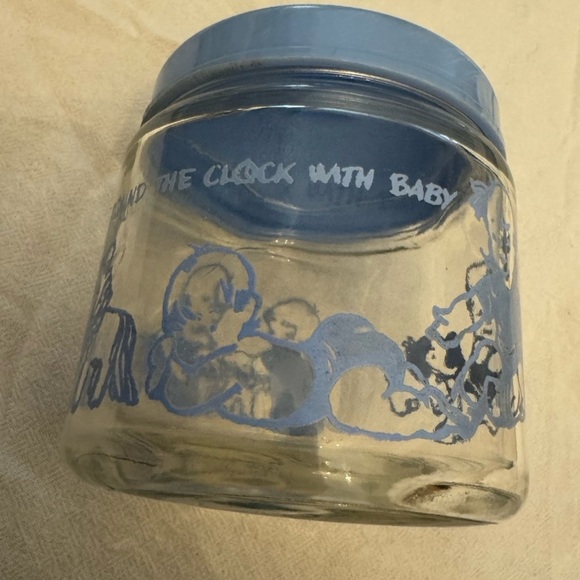 50’s Round the Clock With Baby Nursery Decor Jar Vintage Display Jar Cotton Ball - Picture 3 of 12